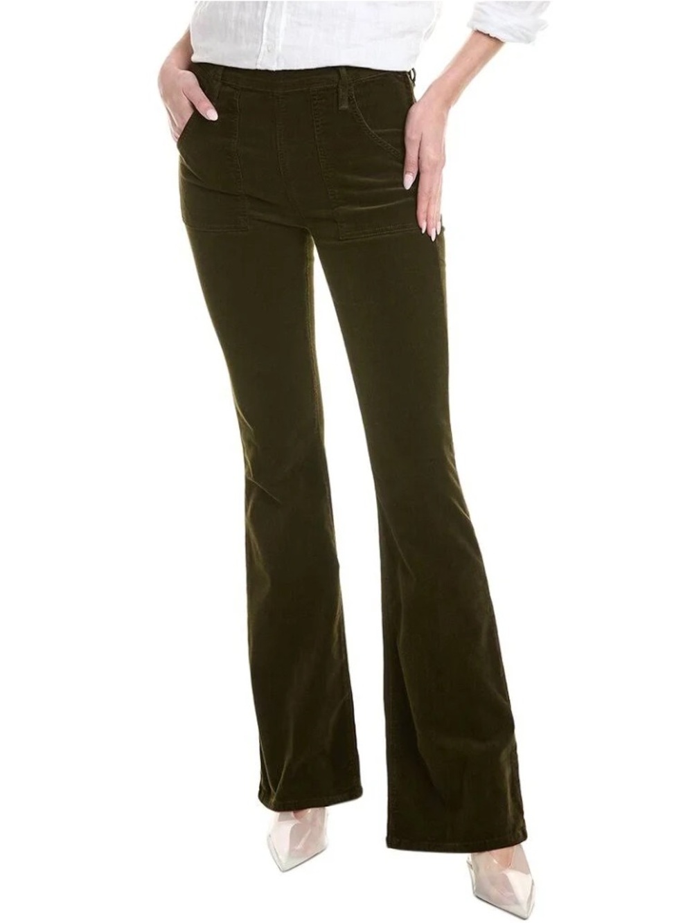 FRAME Le Flare de Francoise High Waist Corduroy Jeans size 27 in Surplus Green